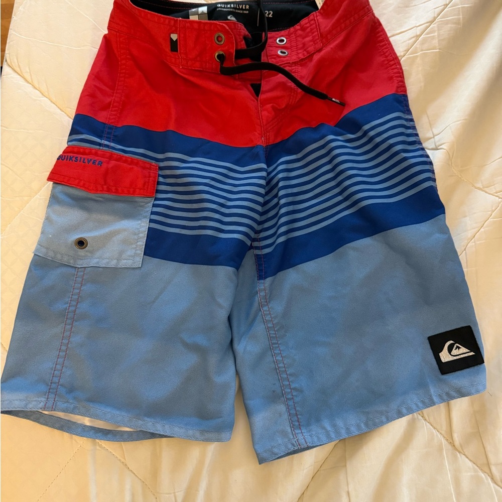 Quiksilver Men's Red and Blue Board Shorts